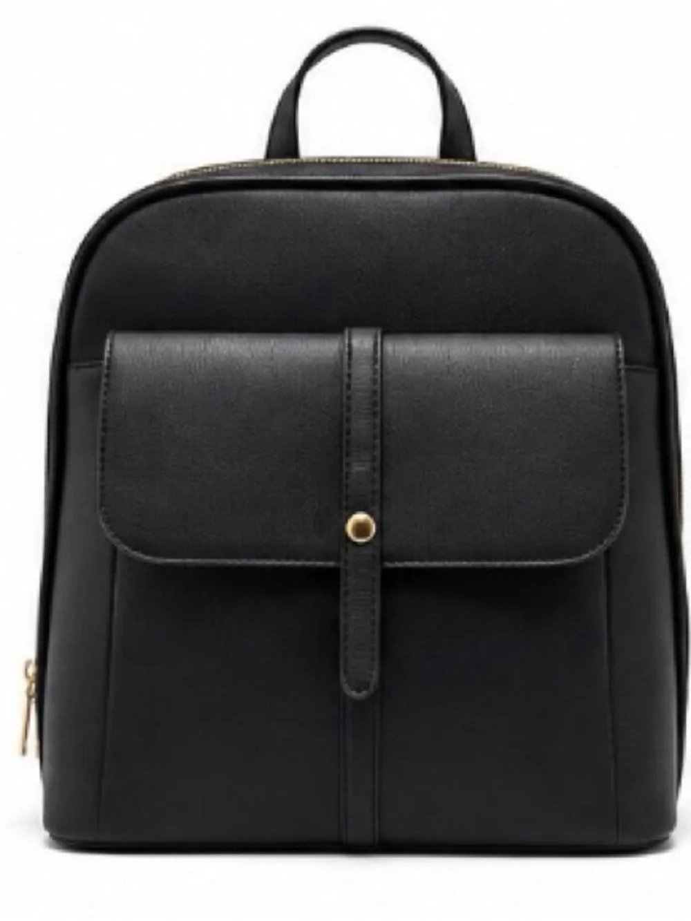Miztique Black Faux Leather Backpack with Front Flap Pocket NEW WITHOUT TAG